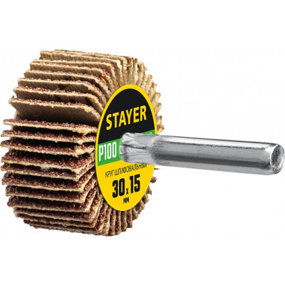 Шлифовальный лепестковый круг STAYER 30x15мм, P100 36606-100