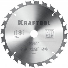Пильный диск по дереву KRAFTOOL Fast 185x20 мм;24Т 36950-185-20