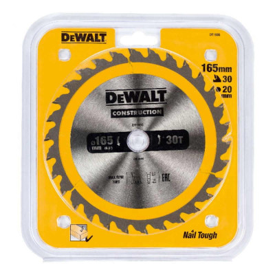 Пильный диск по дереву DeWalt 165х20мм;30T DT1935