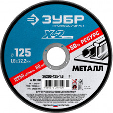 Круг отрезной по металлу ЗУБР 125х1.6х22.2мм 36200-125-1.6_z03