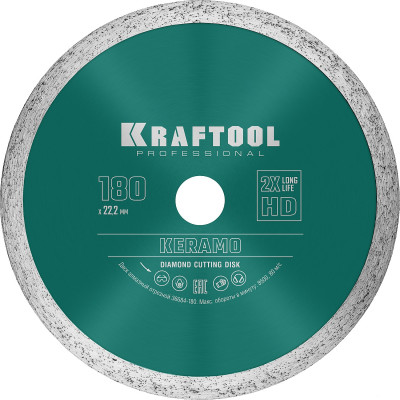 Диск алмазный KRAFTOOL KERAMO 180x22.2мм 36684-180