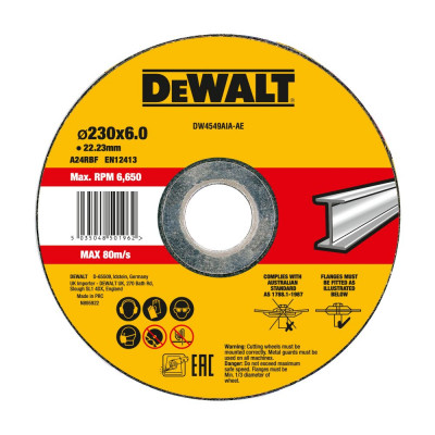 Шлифовальный круг по металлу DeWalt 230x6x22,2мм DW4549AIA