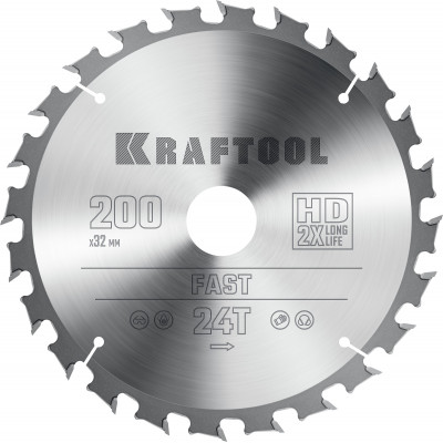 Пильный диск по дереву KRAFTOOL Fast 200x32 мм;24Т 36950-200-32