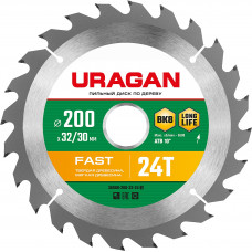 Пильный диск по дереву URAGAN Fast 200х32/30мм;24Т 36800-200-32-24_z01