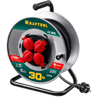 Удлинитель на катушке KRAFTOOL К-315 (30м, 3700Вт, IP44, КГ 3x1.5мм2) 55085-30_z01