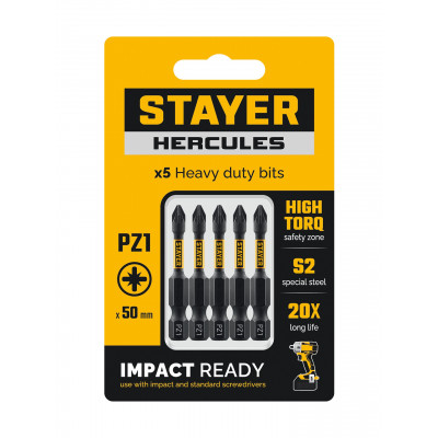 Биты STAYER PZ1, 50мм, 5шт 26233-1-50-5