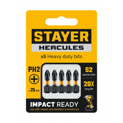 Биты STAYER PH2, 25мм, 5шт 26231-2-25-5