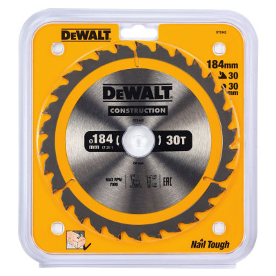 Пильный диск по дереву DeWalt 184х30мм;30T DT1942