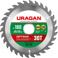 Пильный диск по дереву URAGAN Optima 180х30/20мм;30Т 36801-180-30-30_z01