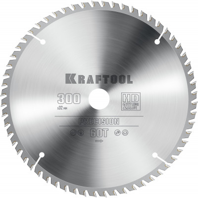 Пильный диск по дереву KRAFTOOL PRECISION 300х32мм;60Т 36952-300-32