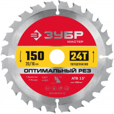 Пильный диск по дереву ЗУБР Оптимальный рез 150x20/16мм;24Т 36912-150-20-24_z01