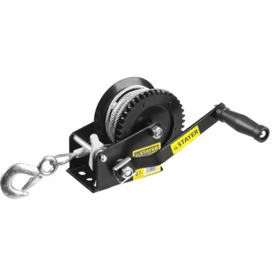 Ручная барабанная тросовая лебедка STAYER MAXPull 0.7т, 8м 43112-0.7