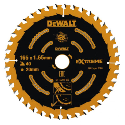 Пильный диск по дереву DeWalt 165х20мм;40T DT10301